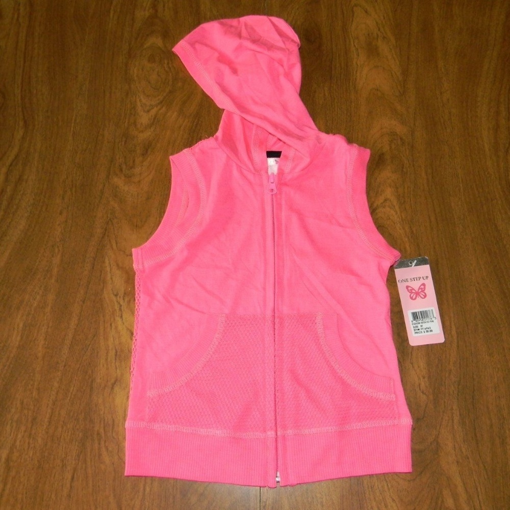 One Step Up  2T Pink Mesh Back Coverup